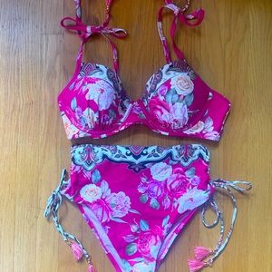 Nanette Lepore sz 10 pink high rise bikini
